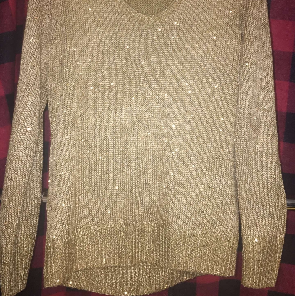Boston Proper gold sequin sweater